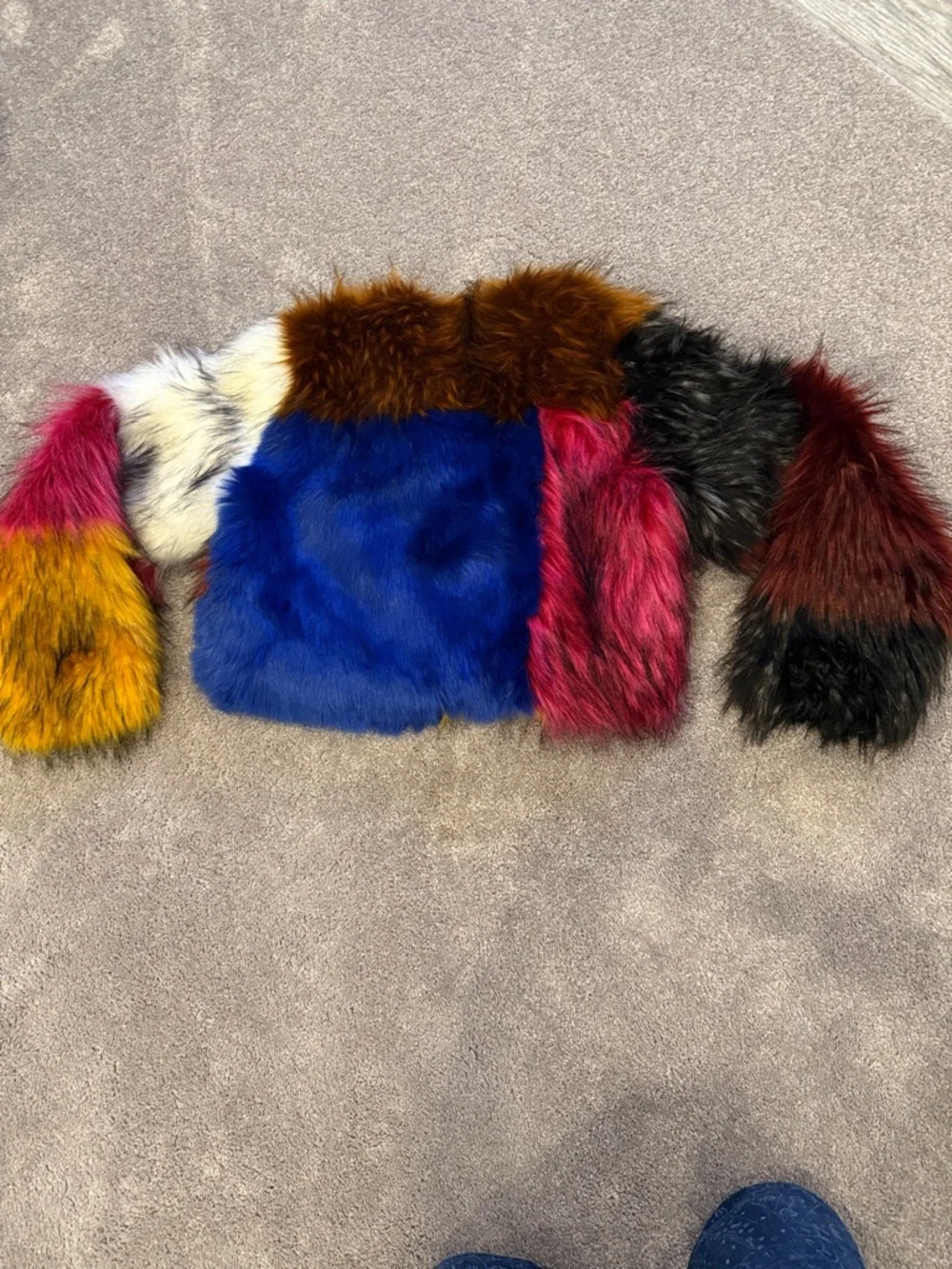 NWOT Akira Multicolor Faux Fur Jacket - Bold Patchwork - Picture 2 of 7